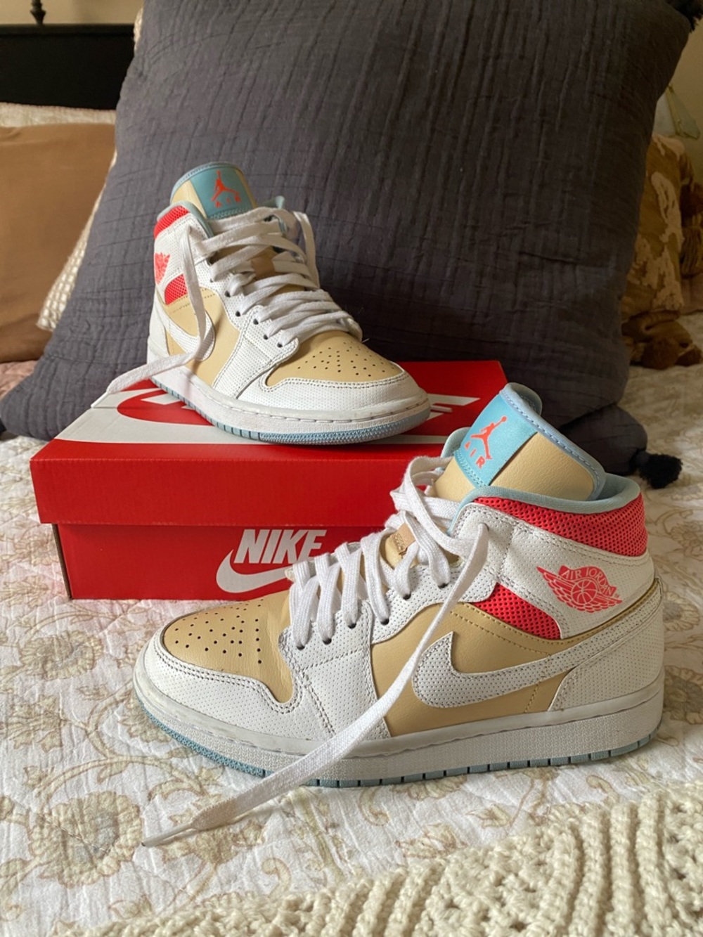 Nike Air Jordan 1 Mid SE Sesame White Sneakers — Women’s 8 - Picture 2 of 10